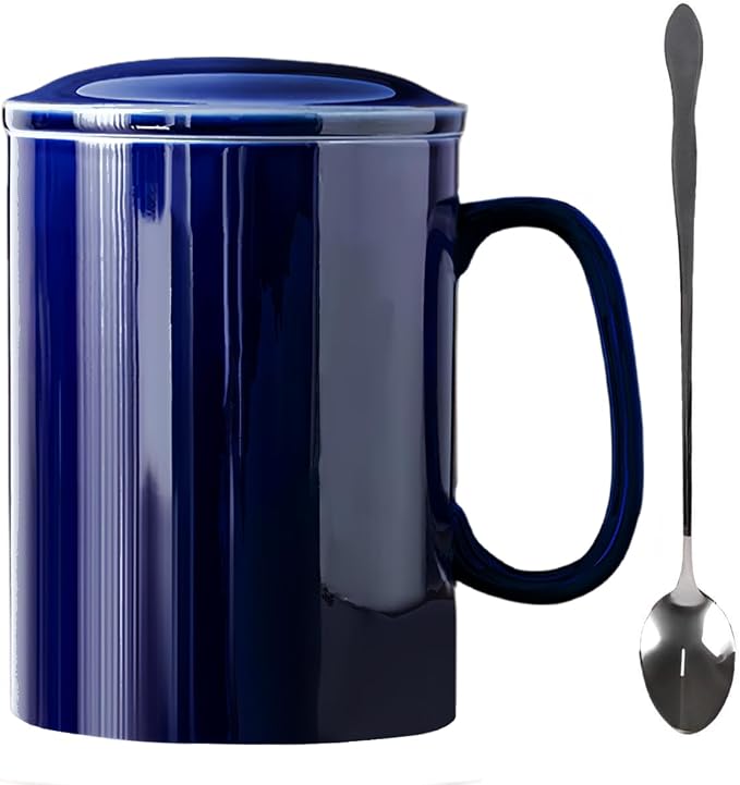 33 oz Extra Large Ceramic Coffee Mug with Lid and Spoon