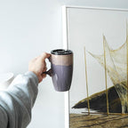 18 oz Ceramic Travel Coffee Mug with Lid | Deep Purple