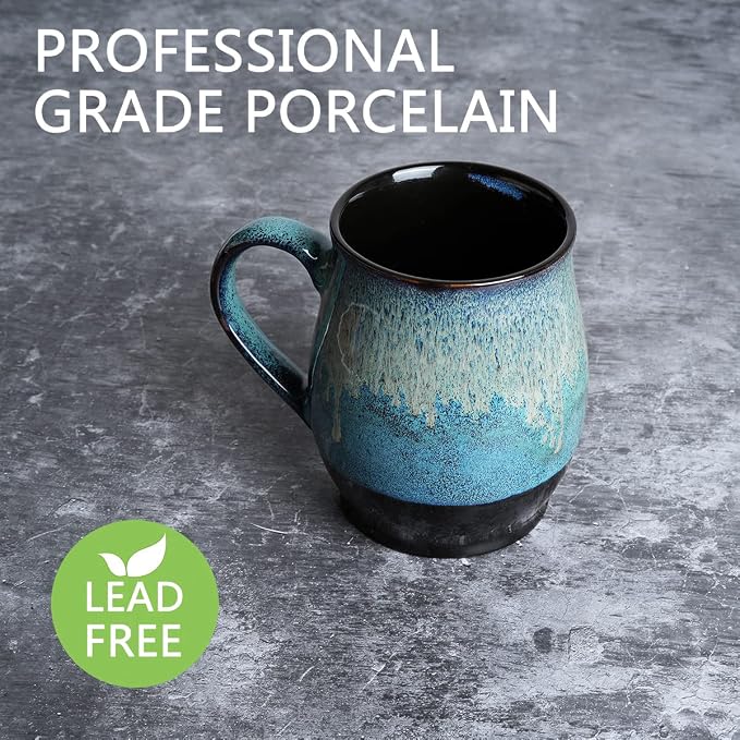 25 oz Extra Large Blue Ceramic Coffee Mug with Big Handle