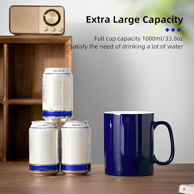 33 oz Extra Large Ceramic Coffee Mug with Lid and Spoon