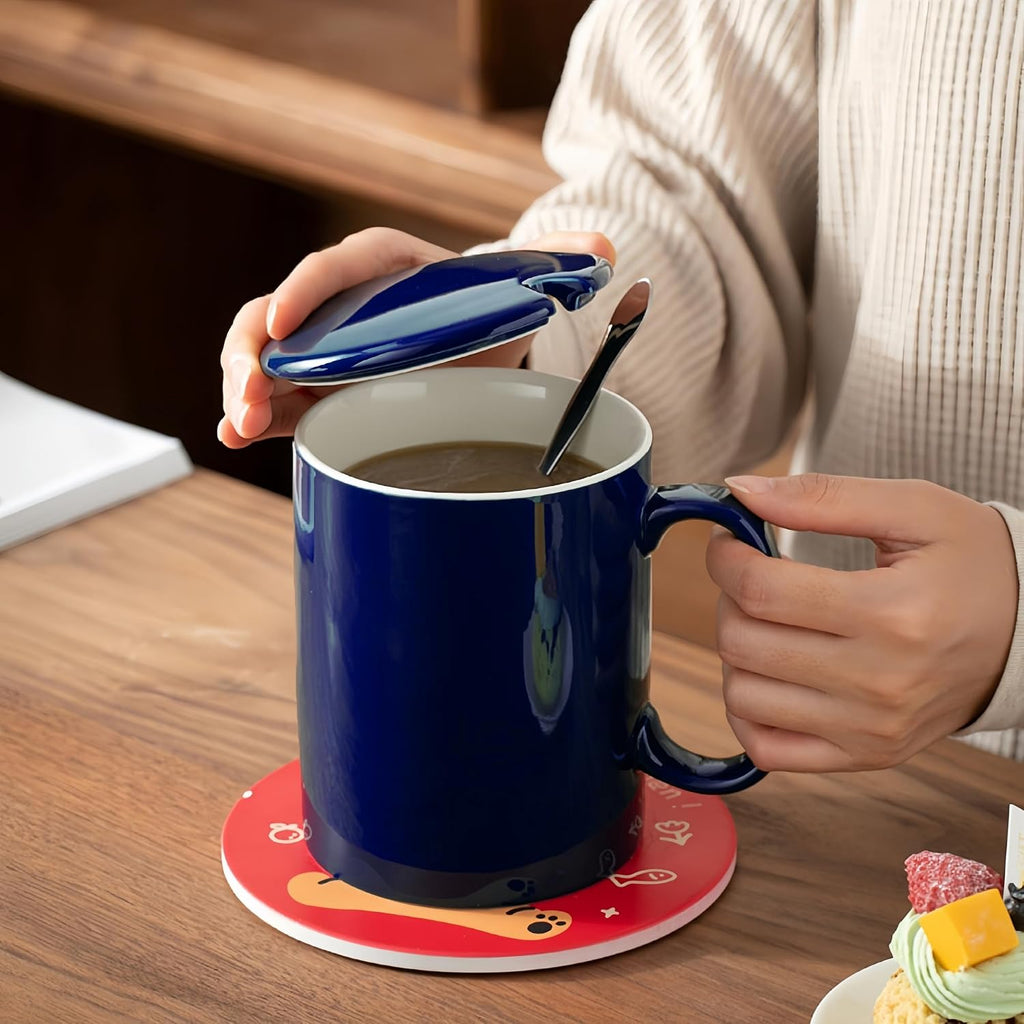 33 oz Extra Large Ceramic Coffee Mug with Lid and Spoon