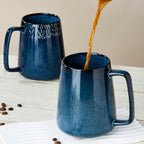 24 oz Large Blue Ceramic Coffee Mug with Big Handle