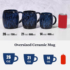 26 oz Extra Large Ceramic Coffee Mug with Big Handle | Blue