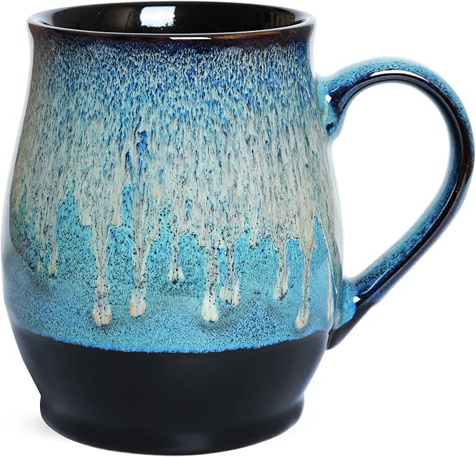 25 oz Extra Large Blue Ceramic Coffee Mug with Big Handle