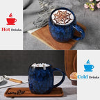 26 oz Extra Large Ceramic Coffee Mug with Big Handle | Blue