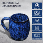 26 oz Extra Large Ceramic Coffee Mug with Big Handle | Blue
