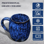 26 oz Extra Large Ceramic Coffee Mug with Big Handle | Blue