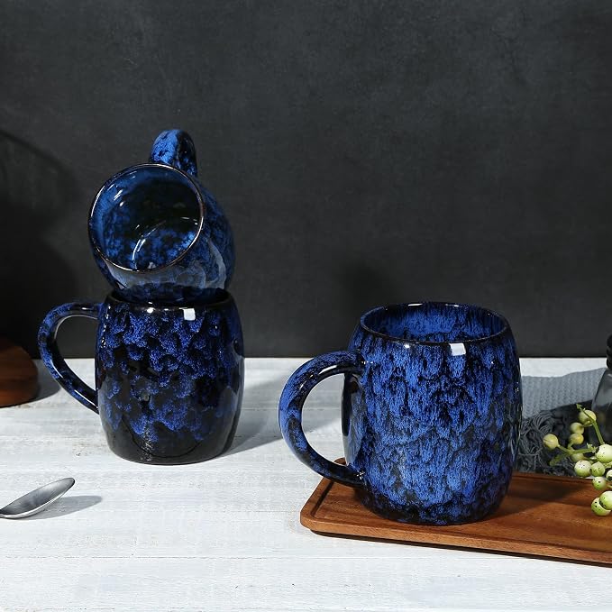 26 oz Extra Large Ceramic Coffee Mug with Big Handle | Blue