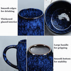 26 oz Extra Large Ceramic Coffee Mug with Big Handle | Blue