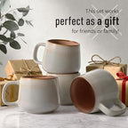 Stoneware Ceramic Coffee Mugs Set of 4, 12 oz | Sage Ash